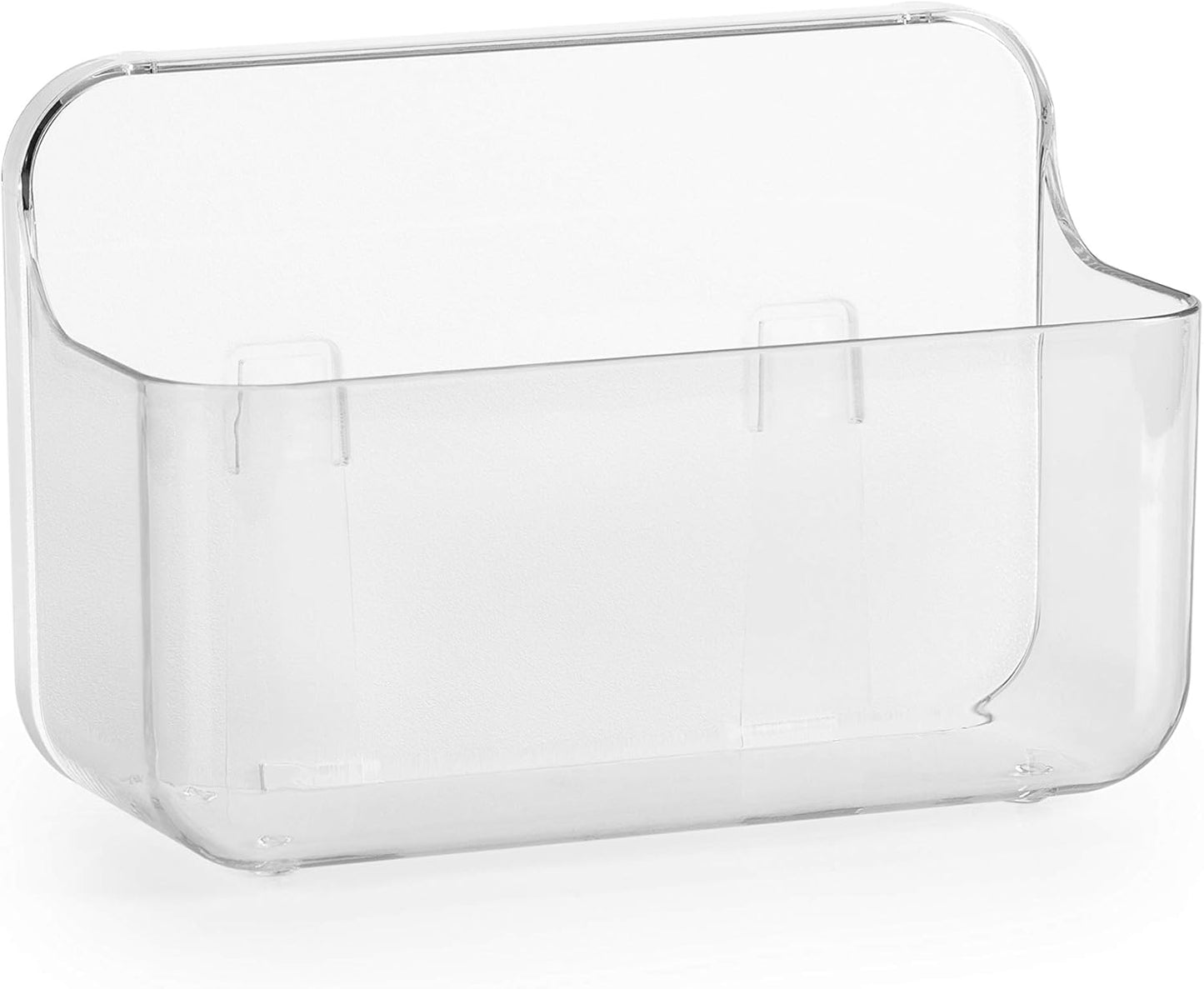 No-Drill Wall Organizer Bin – Clear Removable Adhesive Storage Box with Drain Holes, PET Plastic