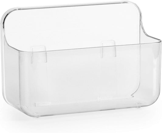 No-Drill Wall Organizer Bin – Clear Removable Adhesive Storage Box with Drain Holes, PET Plastic