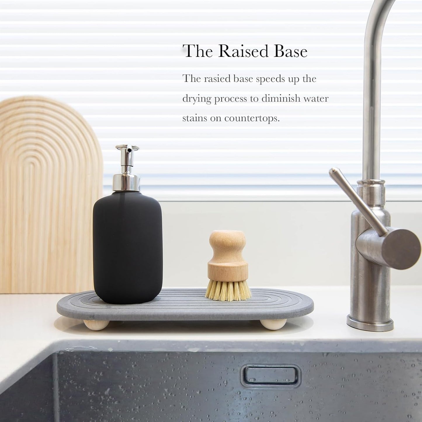 Instant Dry Sink Caddy Organizer – Water Absorbing Stone Tray for Kitchen Bathroom Countertop