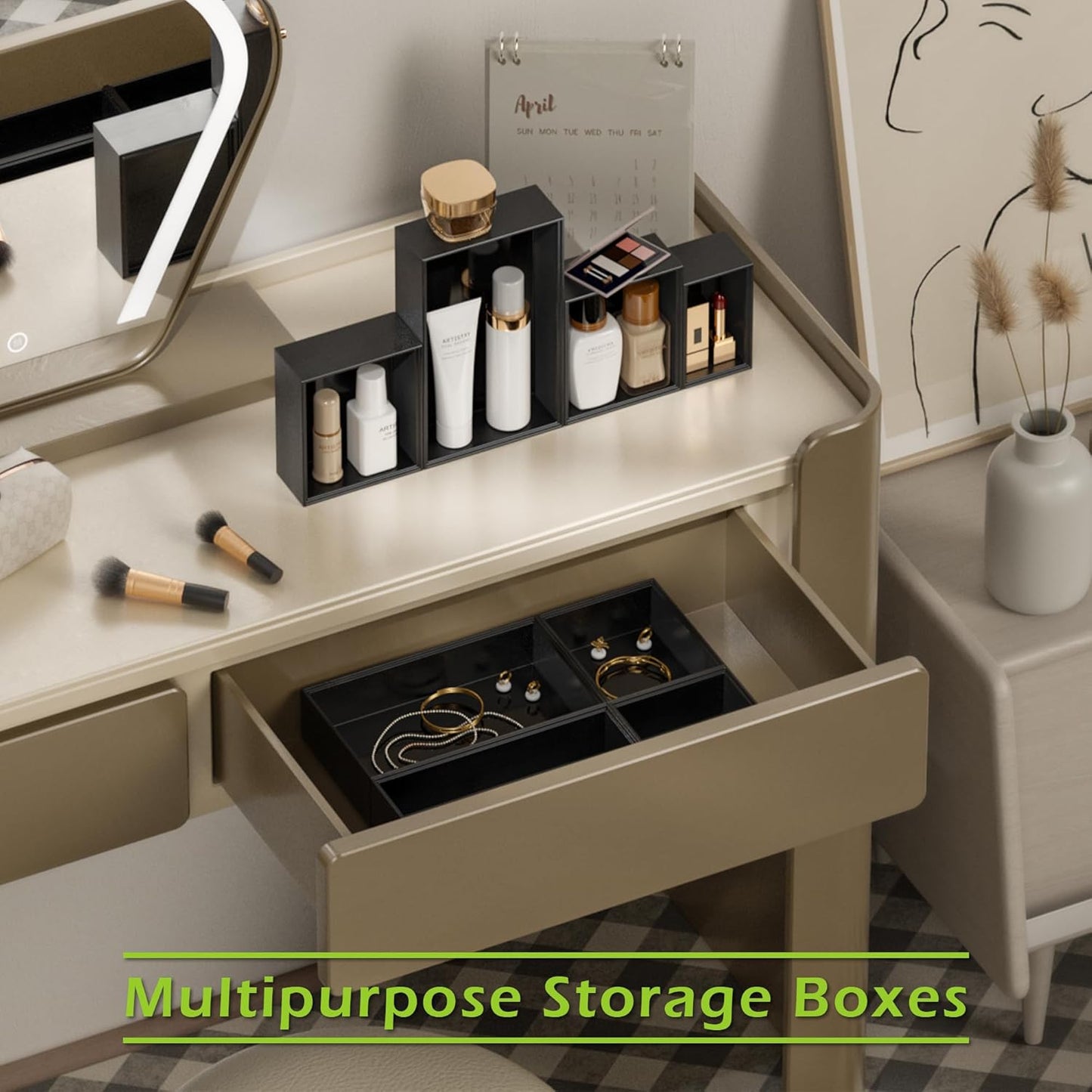 Bathroom Drawer Organizer Trays, Bamboo Drawer Organizer Kitchen Utensils Silverware Organizer