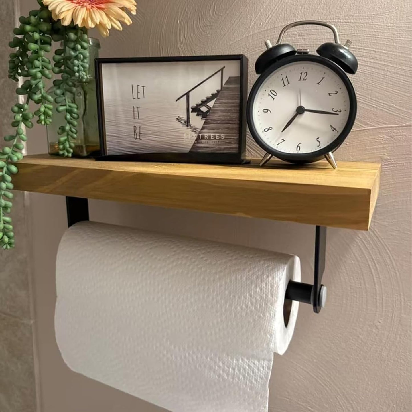 Under Cabinet Paper Towel Holder, Self Adhesive Wall Mount Paper Towel Holder for Kitchen or Bathroom Paper Towel Rack (Black)