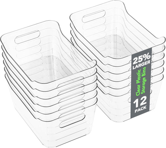 12 Pack Plastic Storage Bins, Multi-Use Organizer Bins, Pantry Organizer