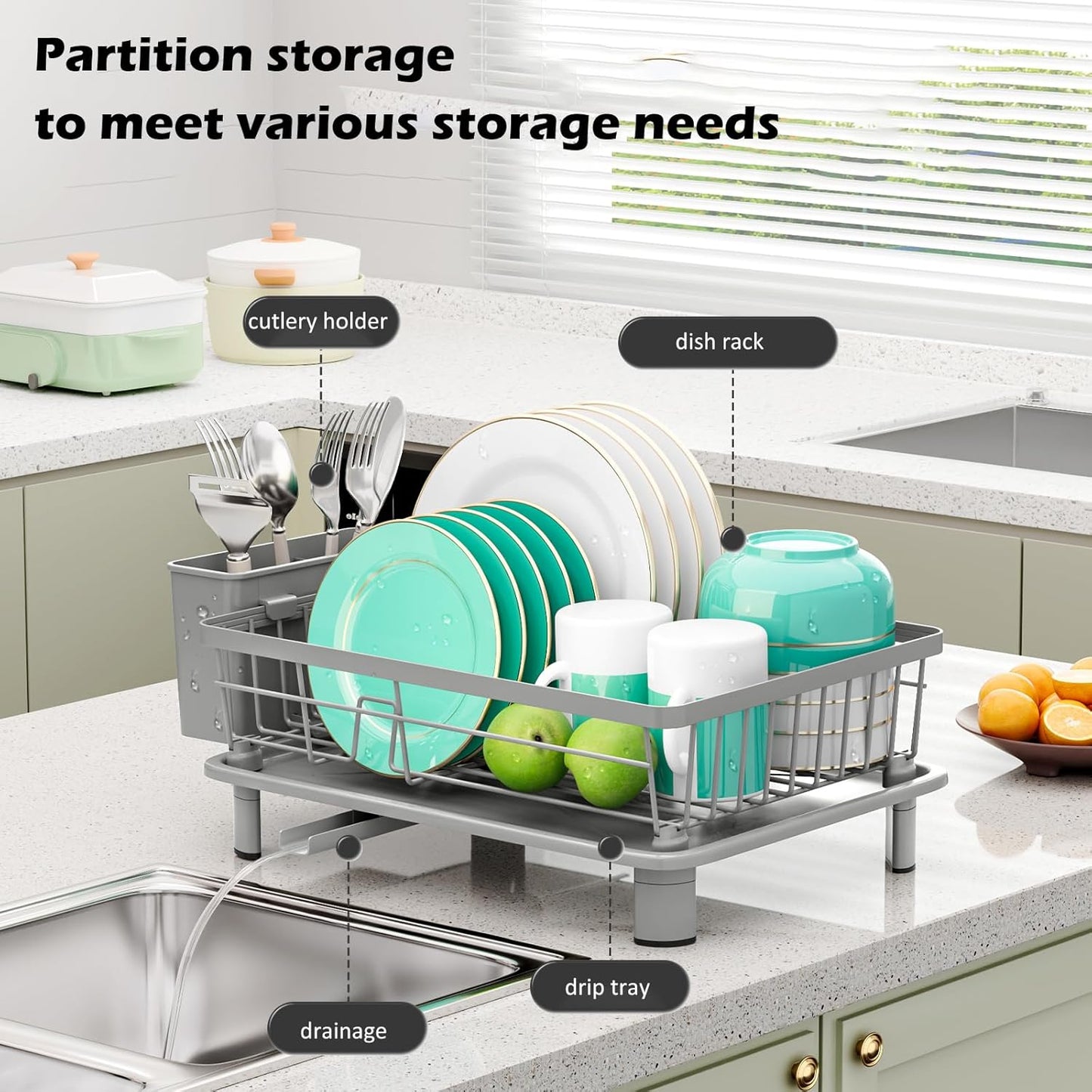 Small Dish Drying Rack, Space Saving Dish Racks for Kitchen Counter