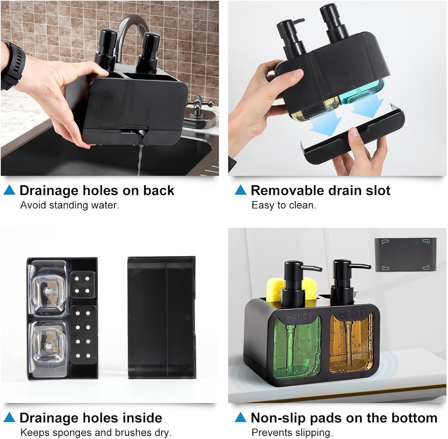 Kitchen Soap Dispenser Set, with Hand and Dish Soap