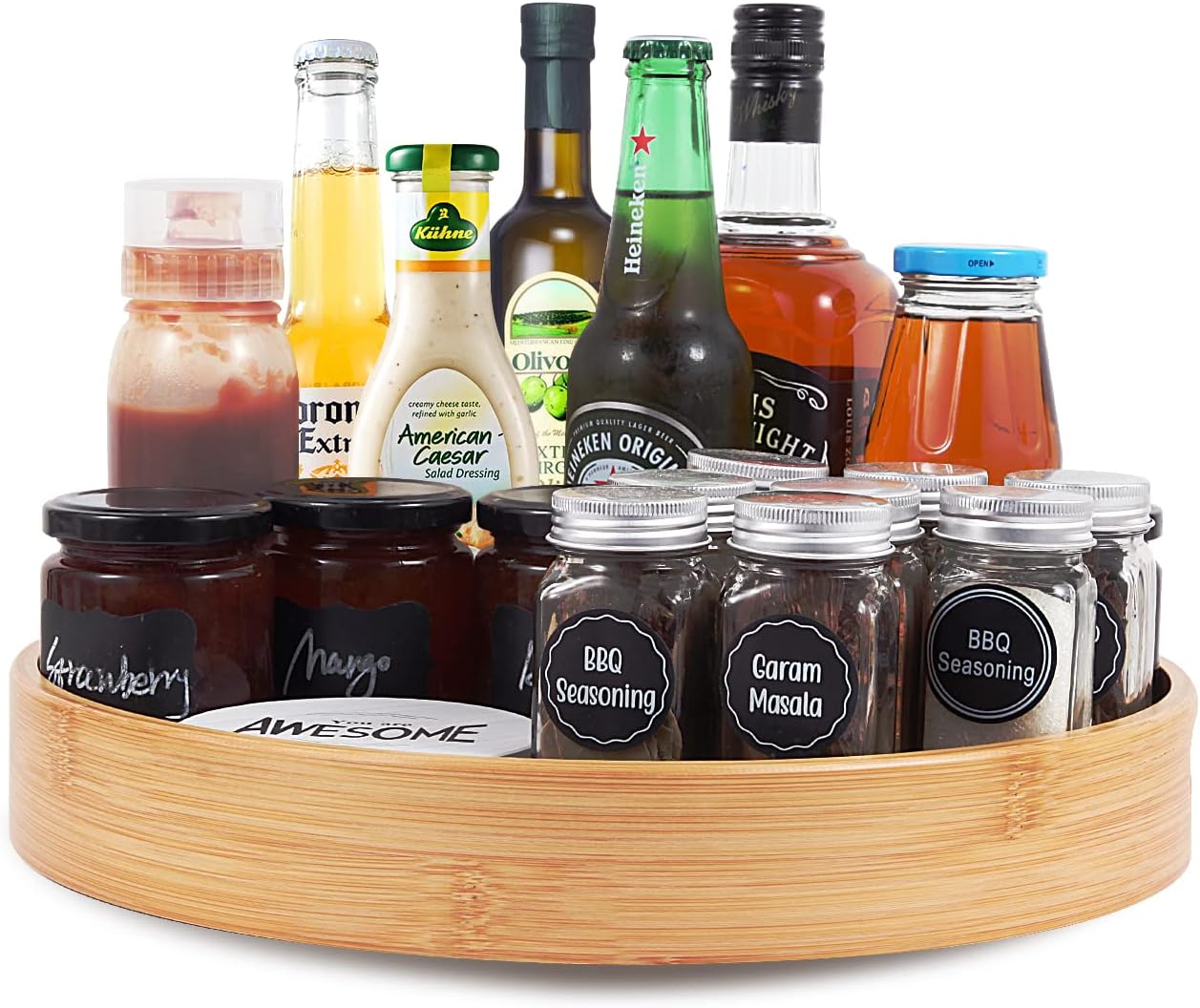 Lazy Susan Organizer 14 inch, Bamboo Lazy Susan for Table
