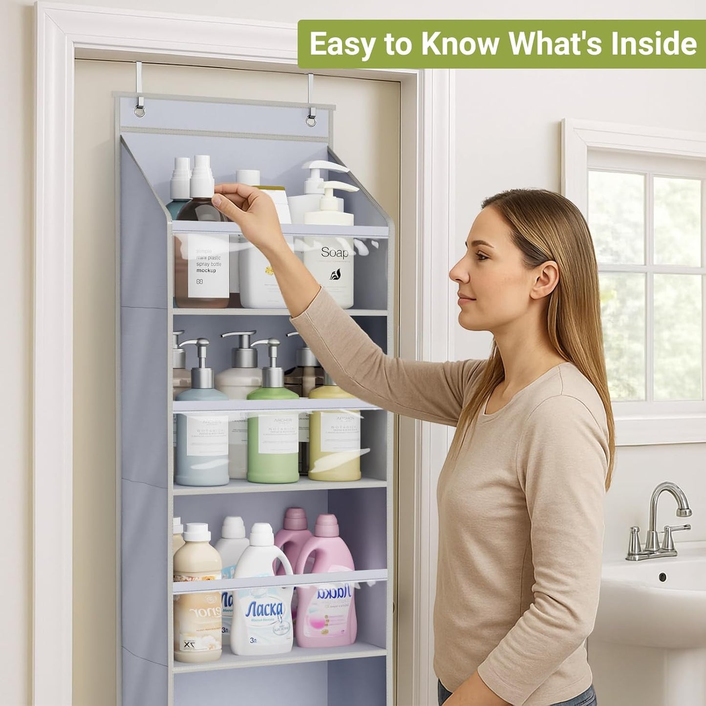 2 Pack Over the Door Organizer, Large Capacity Closet Door Hanging Organizer