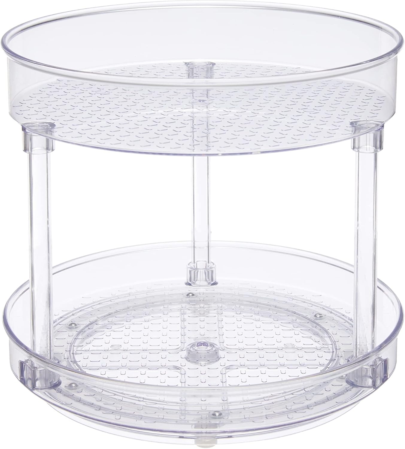 Lazy Susan Turntable Organizer for Spices and Condiments, 9" Diameter, 2 Tier, Clear
