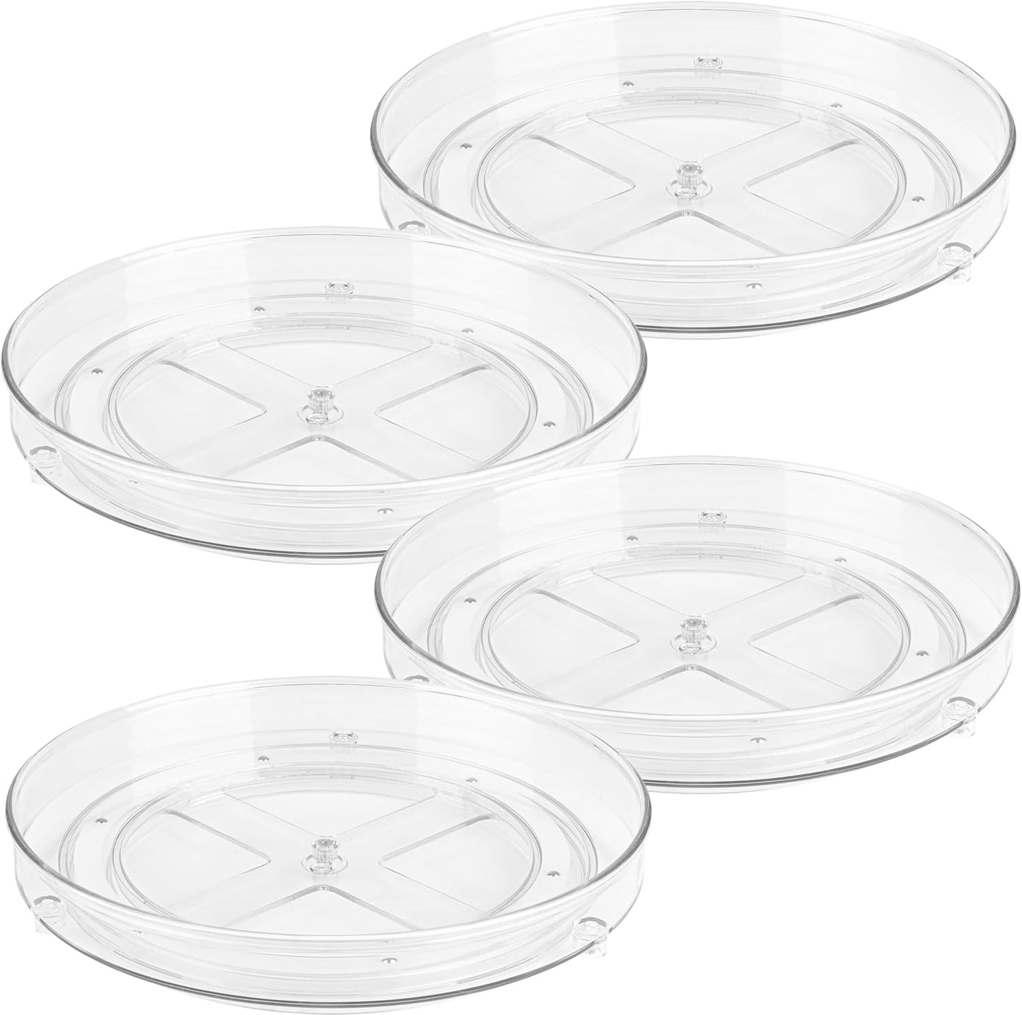 Clear Lazy Susan Turntable Organizer (Pack of 4) 9 Inch Acrylic Rotating Storage for Cabinet