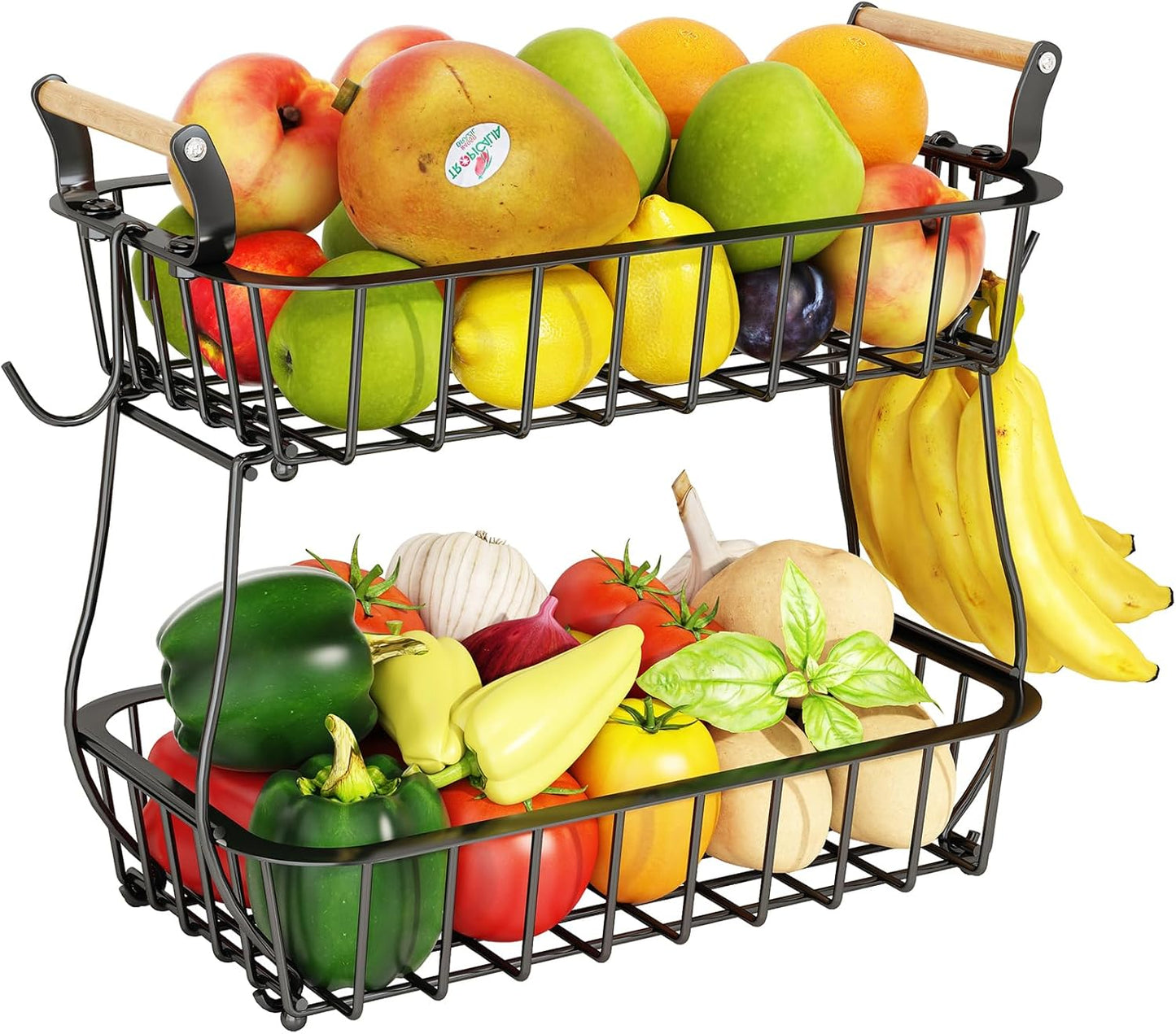 2 Tier Fruit Basket with 2 Banana Hangers