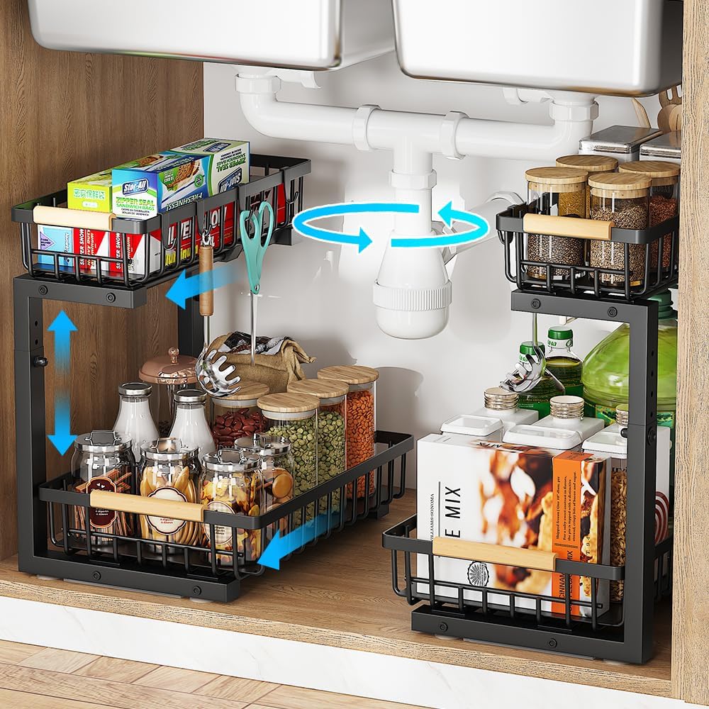Under Sink Organizer, 2 Tier Under Sink Organizers and Storage