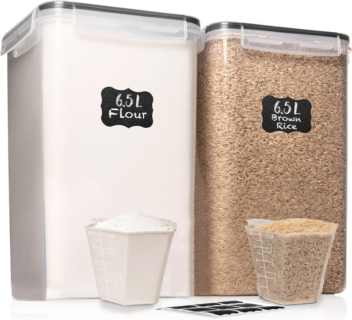 2 PC [6.5L / 220 Oz] Large Food Storage Containers with Lids Airtight