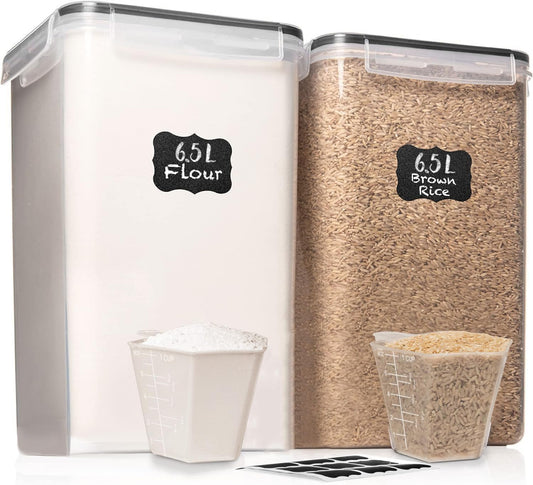 2 PC [6.5L / 220 Oz] Large Food Storage Containers with Lids Airtight