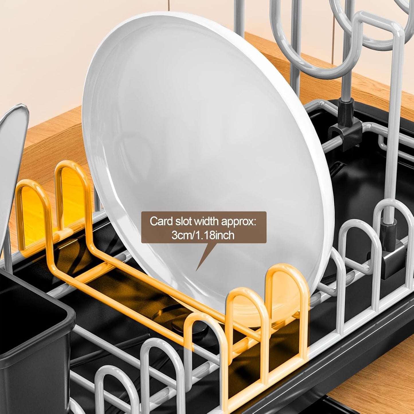 Compact Dish Drying Rack for Countertop, Small-Sized for Dorms, RVs & Tiny Kitchens, Auto-Drain