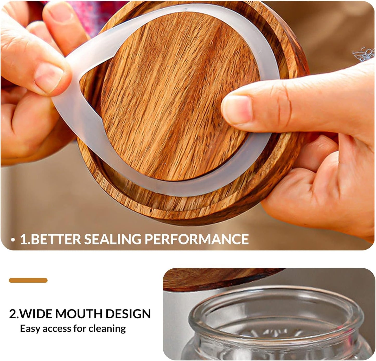 35oz/1000ml Glass Storage Jars with Nature Wood Lids