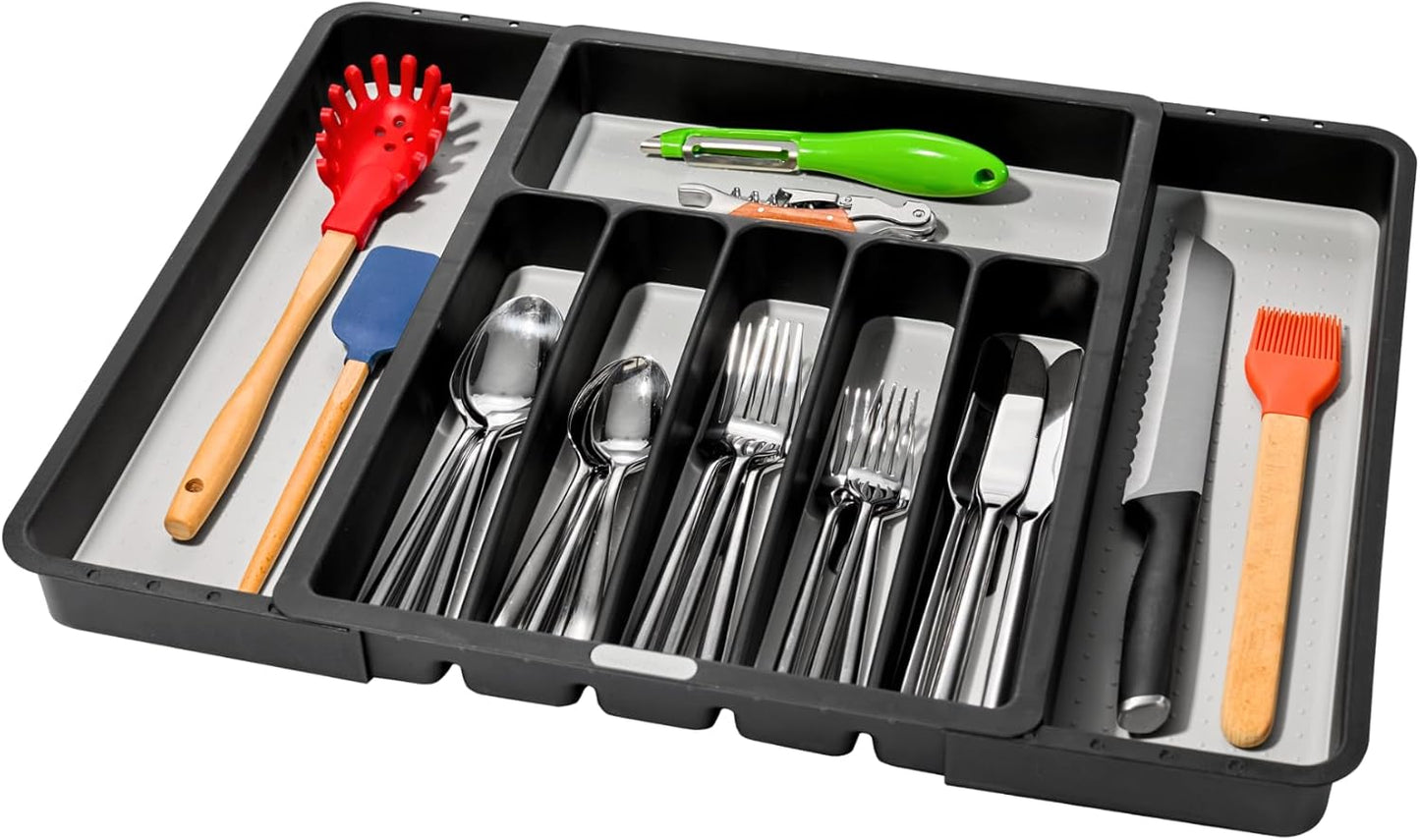 Expandable Silverware Tray, 8 Compartment Silverware Organizer for Forks, Knives & Spoons