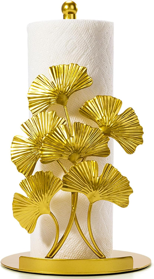 Vintage Gold Ginkgo Paper Towel Holder Countertop - Gold Kitchen Decor and Accessories