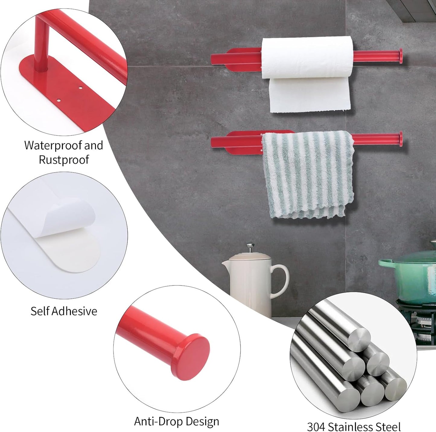 Red Cabinet Mount Paper Towel Holder - Stainless Steel