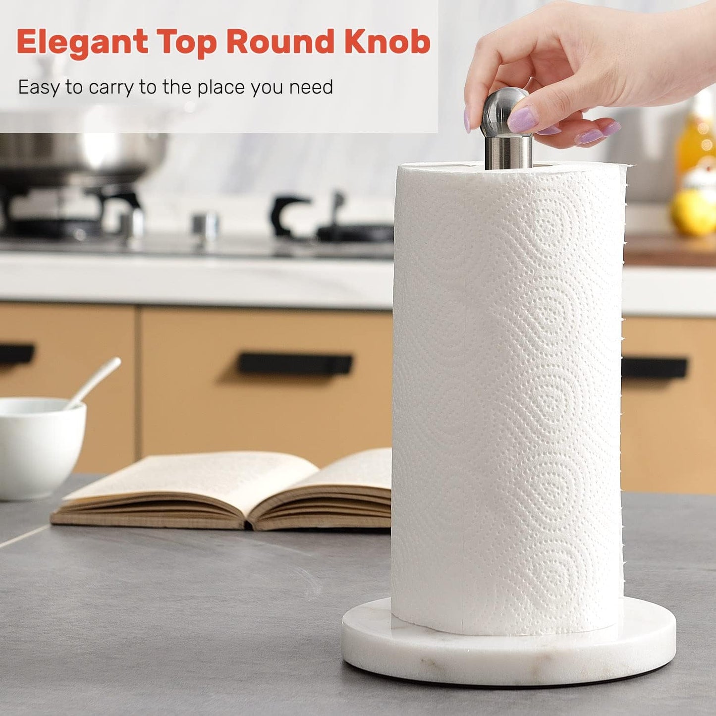 Heavy Weighted Paper Towel Holder, Easy One-Handed Design for Kitchen Stand