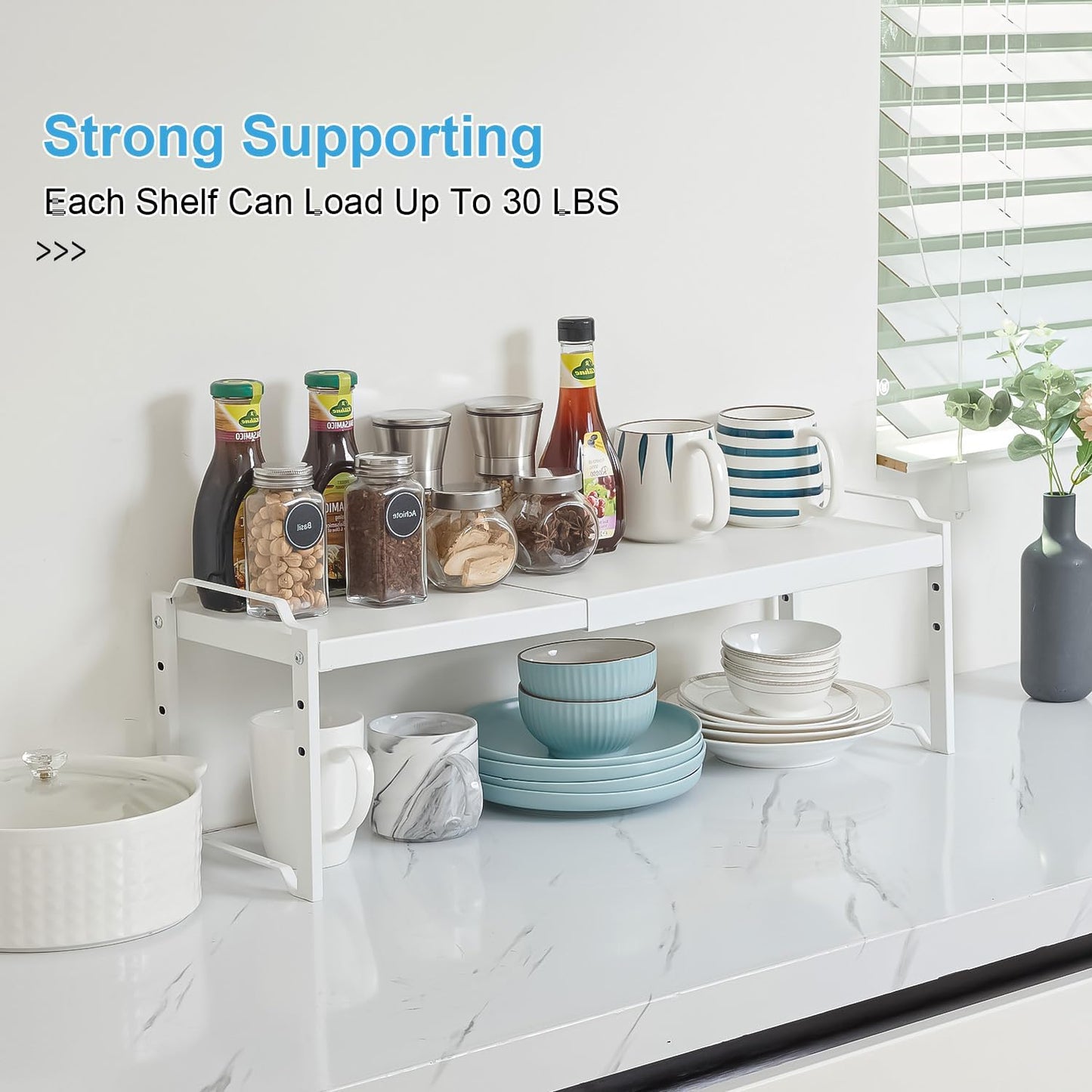 2 Pack Expandable Kitchen Cabinet Shelves Organizers
