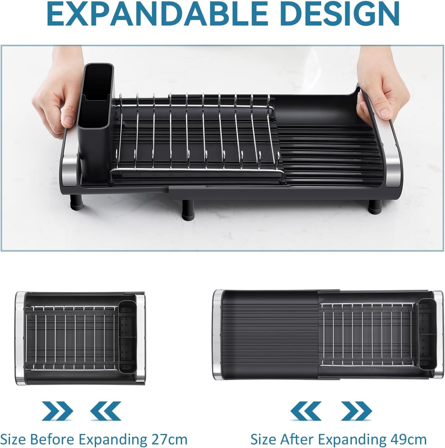 Small Dish Drying Rack, Mini Expandable Compact Dish Rack