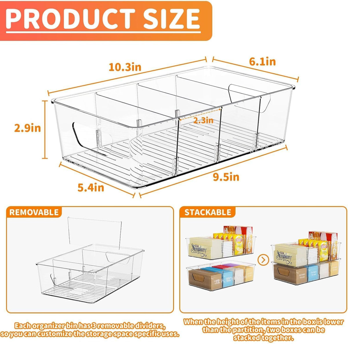Stackable 2 Pack Snack Organizer for Pantry Shelf