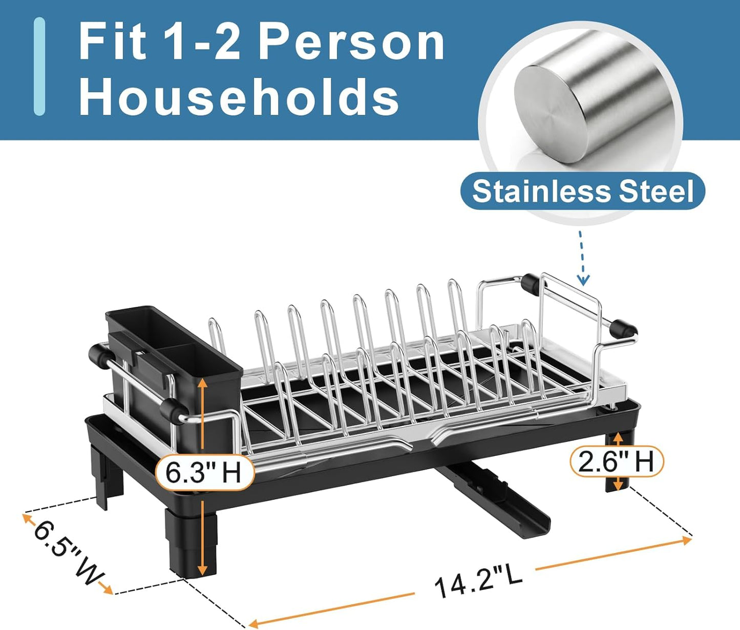 Small Dish Drying Rack for Counter or Over Sink
