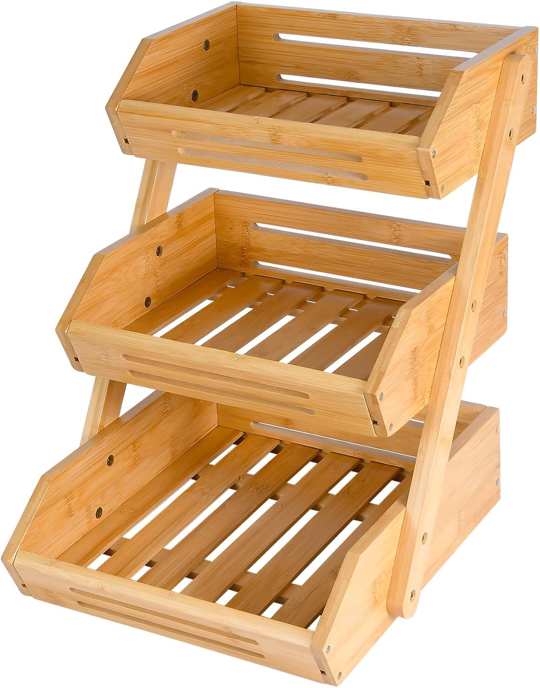 Fruit Basket, 3 Tier Bamboo Fruit Bowl for Kitchen, Stand Storage Holder