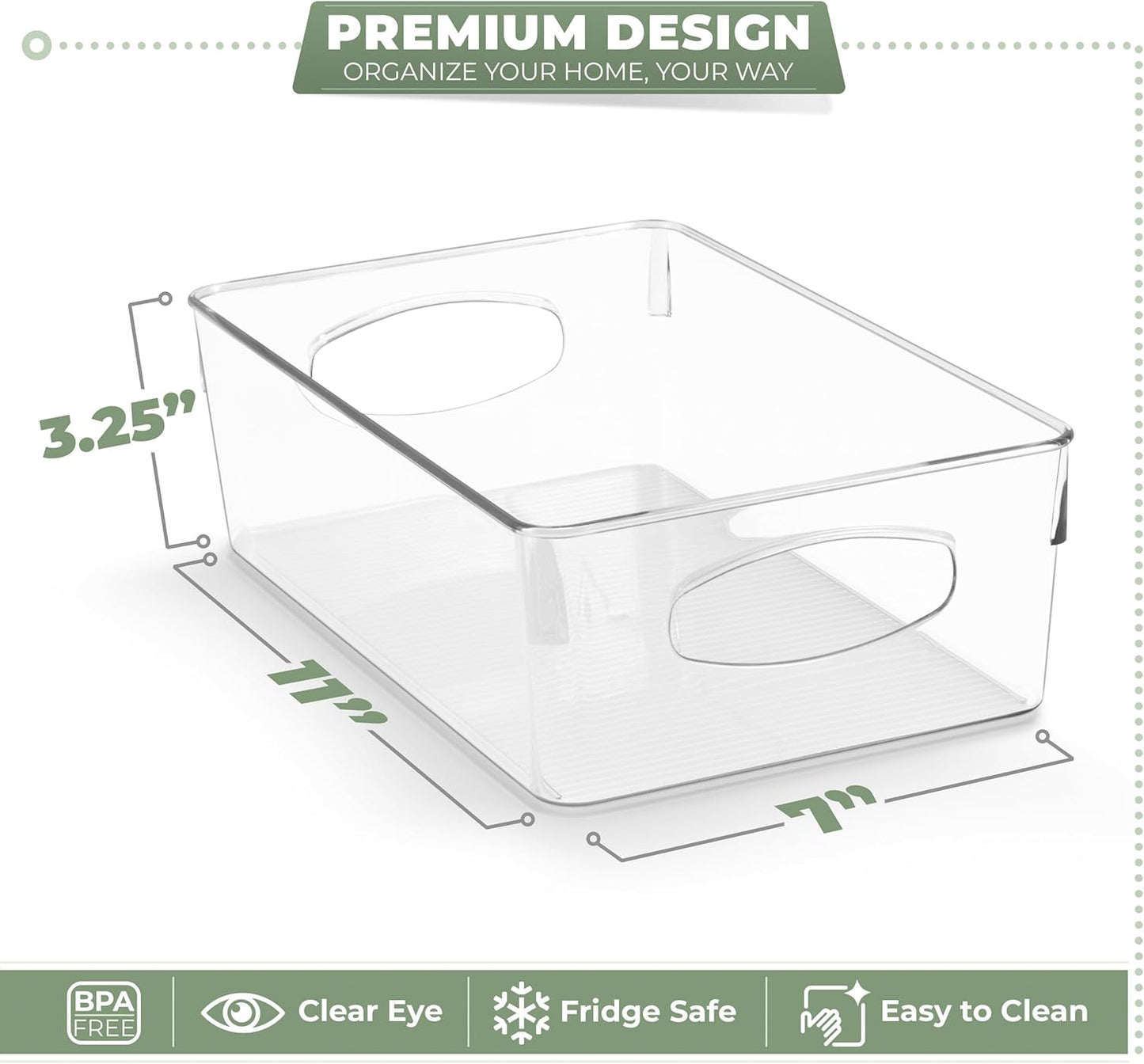 10-Pack Large Clear Plastic Organizing Bins – Clear Bins for Organizing, Refrigerator Organizers