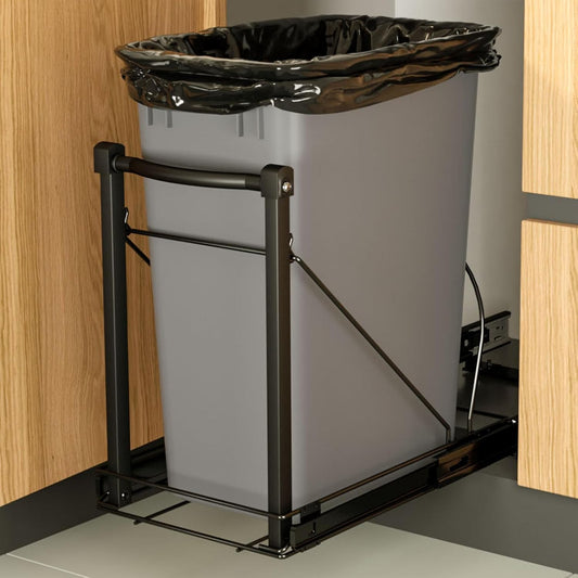 Adjustable Under Cabinet Trash Can Organizer with Soft Close Rail