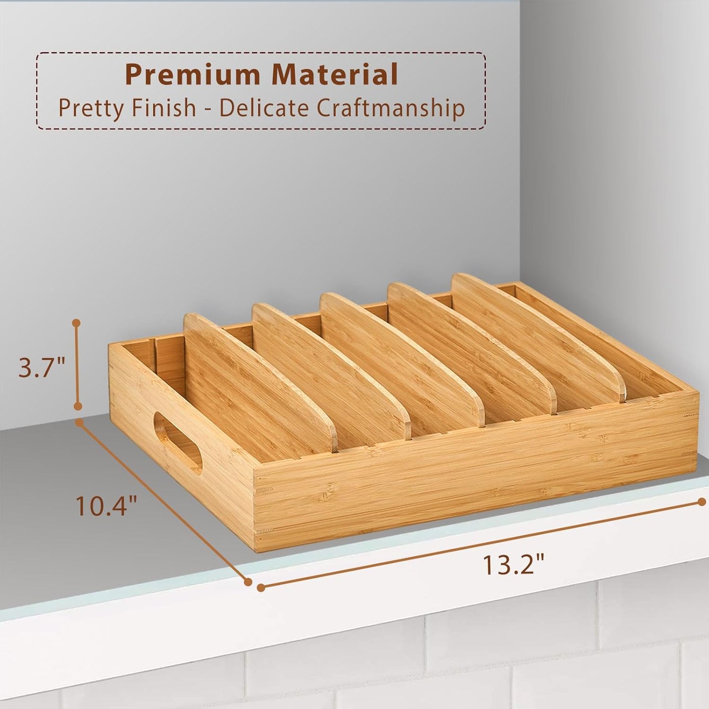Kitchen Cabinet Organizer for Food Storage Container Lids, with Adjustable Dividers