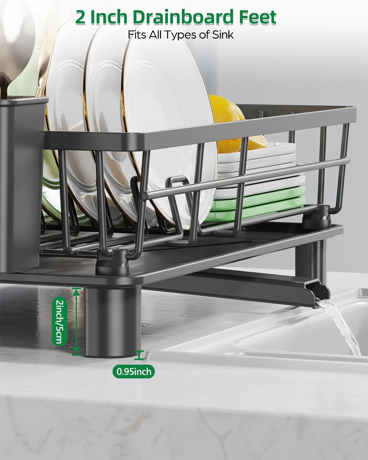 Dish Drying Rack for Kitchen Counter, Stainless Steel Drainer Anti Rust