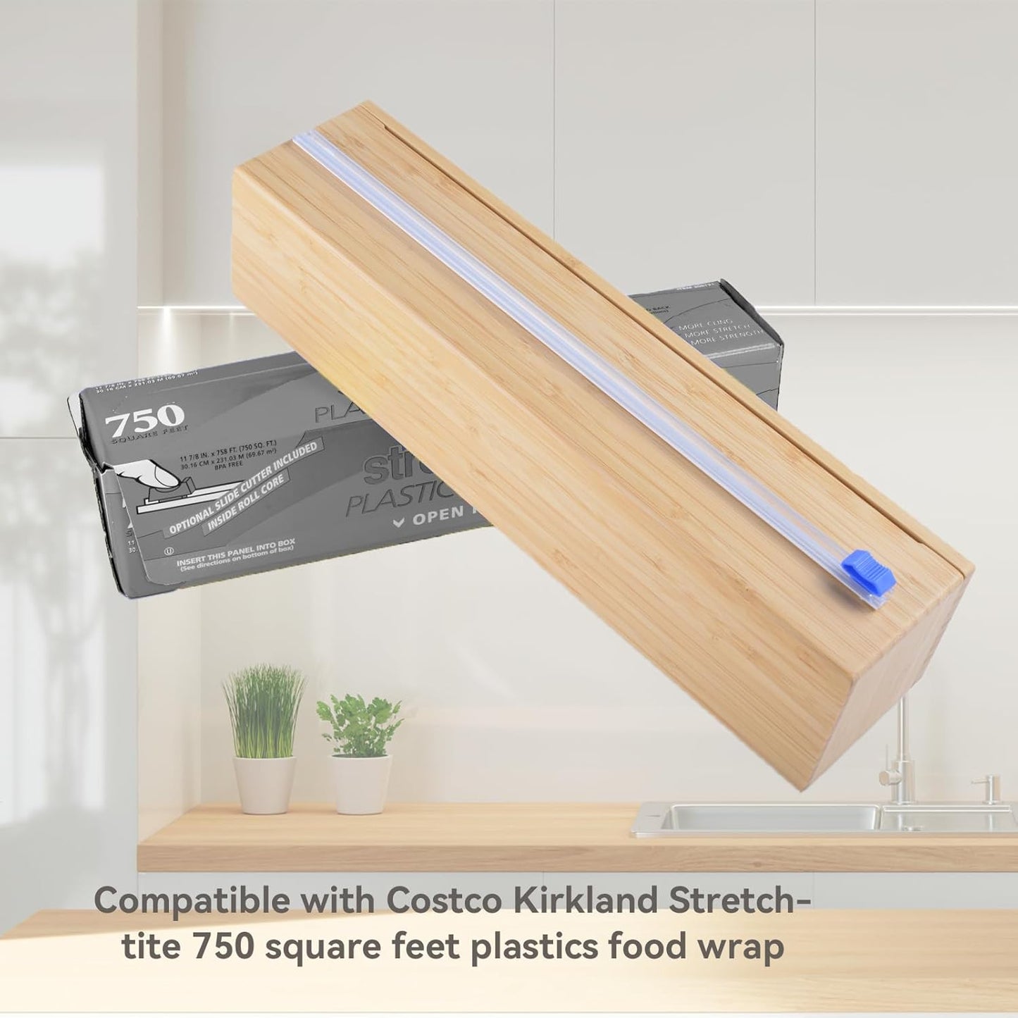 Plastic Wrap Dispenser with Cutter for Aluminum Foil, Plastic Wrap and Wax Paper