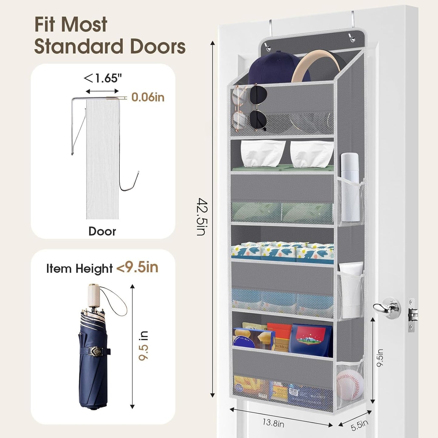 1 Pack Over The Door Organizer, Hanging Storage Organizer with Clear Window