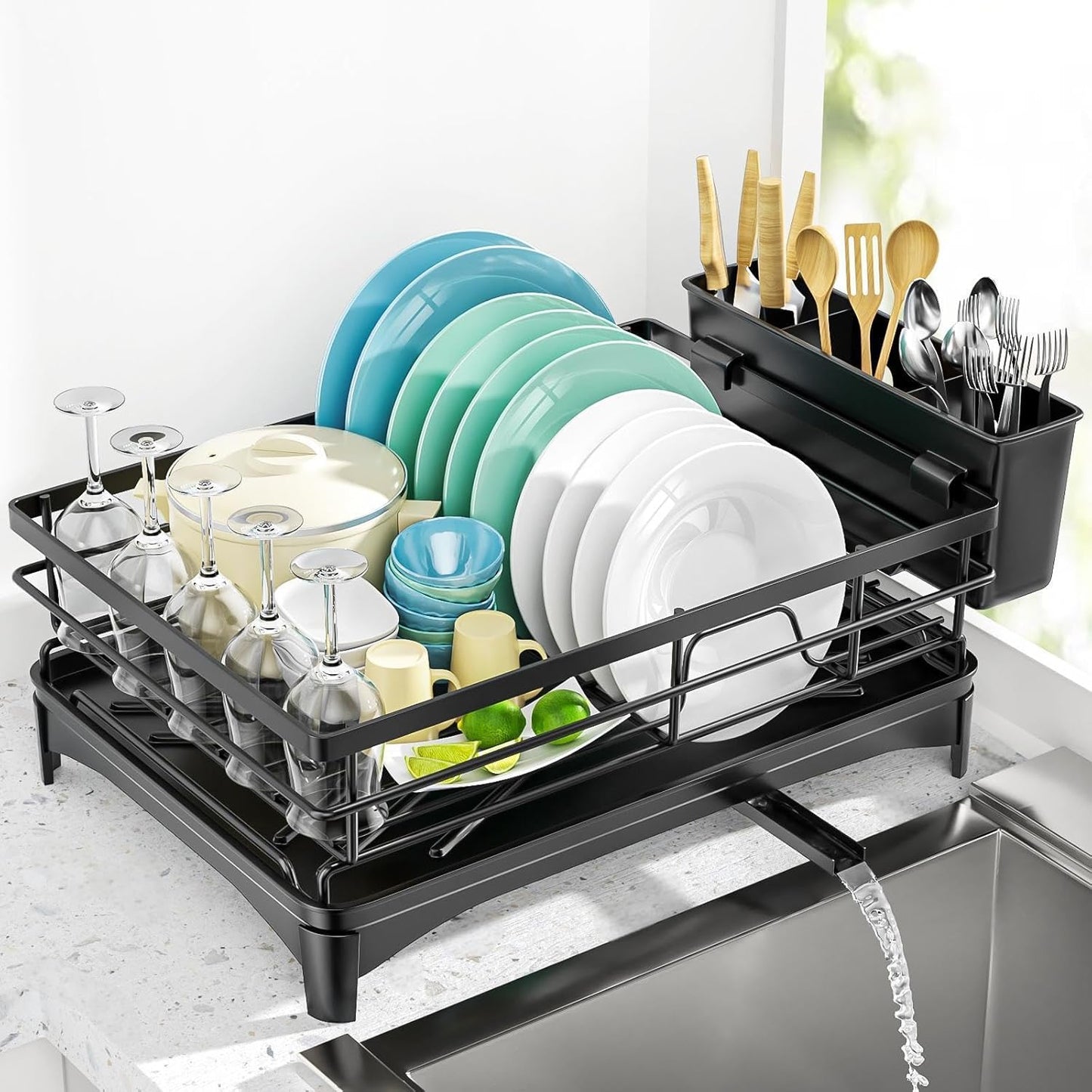 Black Stainless Steel Dish Drying Rack for Kitchen Counter