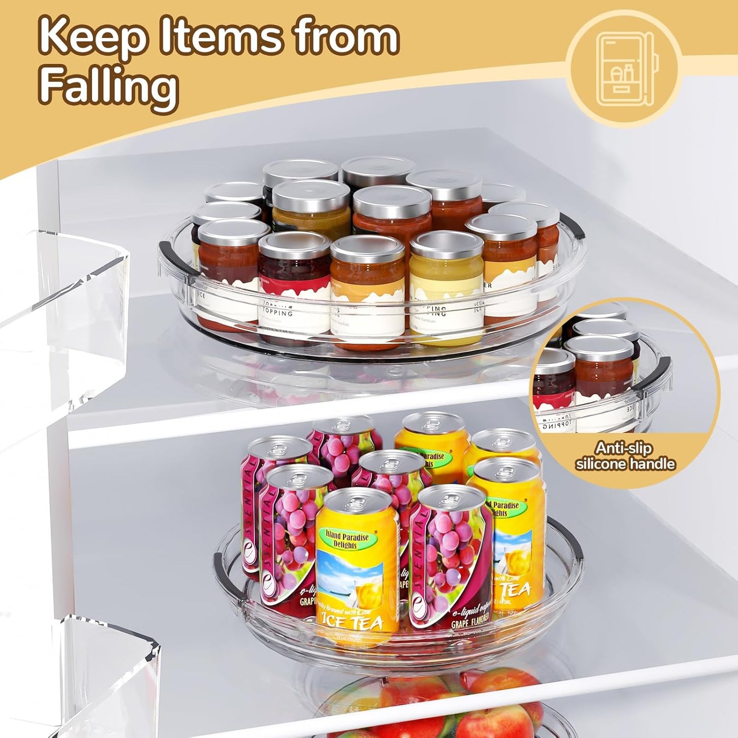 Clear Lazy Susan Organizer Turntable for Cabinet Table Top
