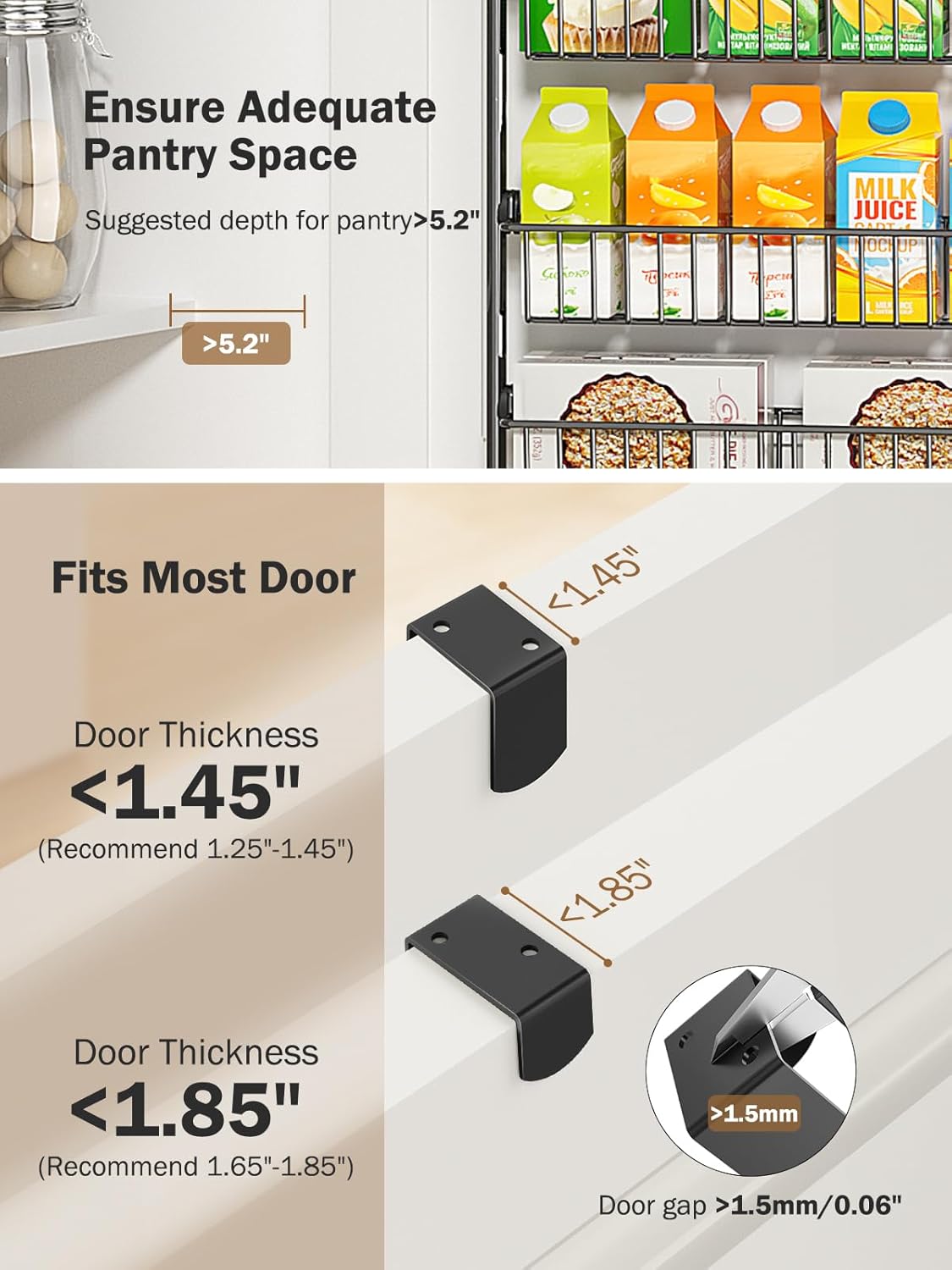Over The Door Pantry Organizer, 9-Tier Pantry Door Organizers and Storage with Adjustable Basket