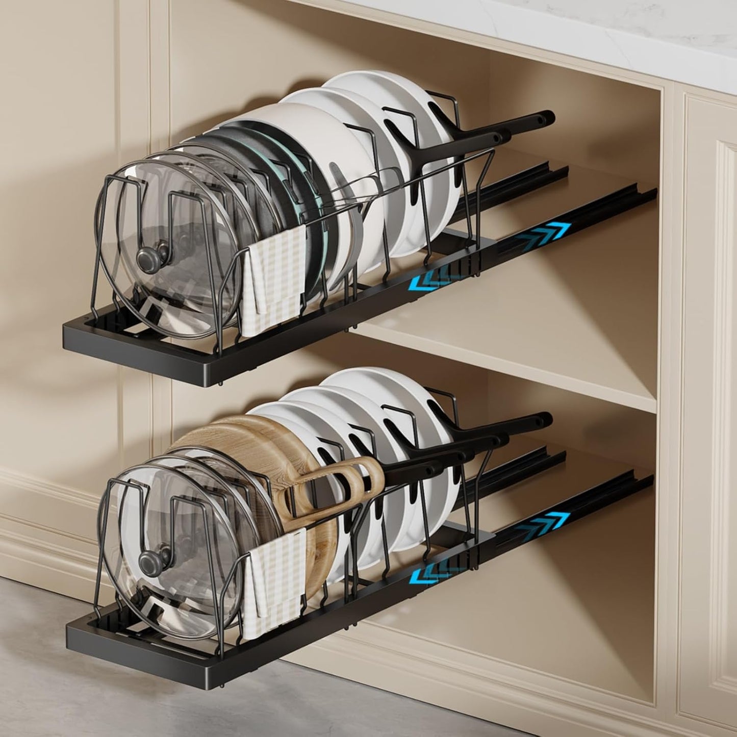 2 Pack Pots and Pans Organizer Under Cabinet