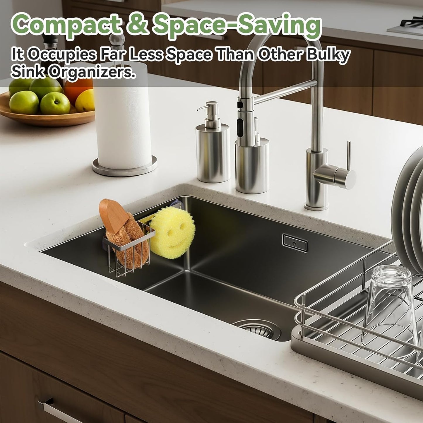 [Space Saving] Sponge Holder for Kitchen Sink, Great for Scrub Daddy / Scrub Mommy Sponges