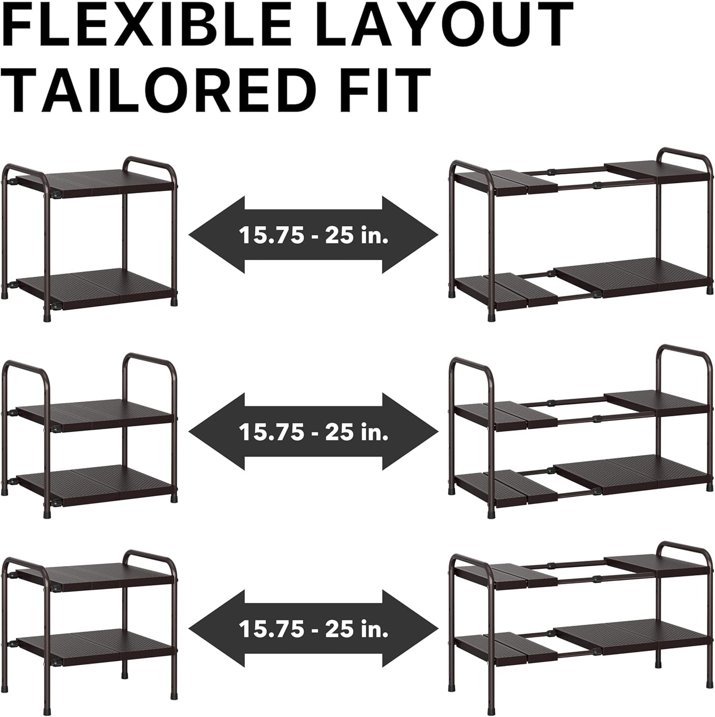Under Sink 2-Tier Heavy Duty Expandable Rack Organizer