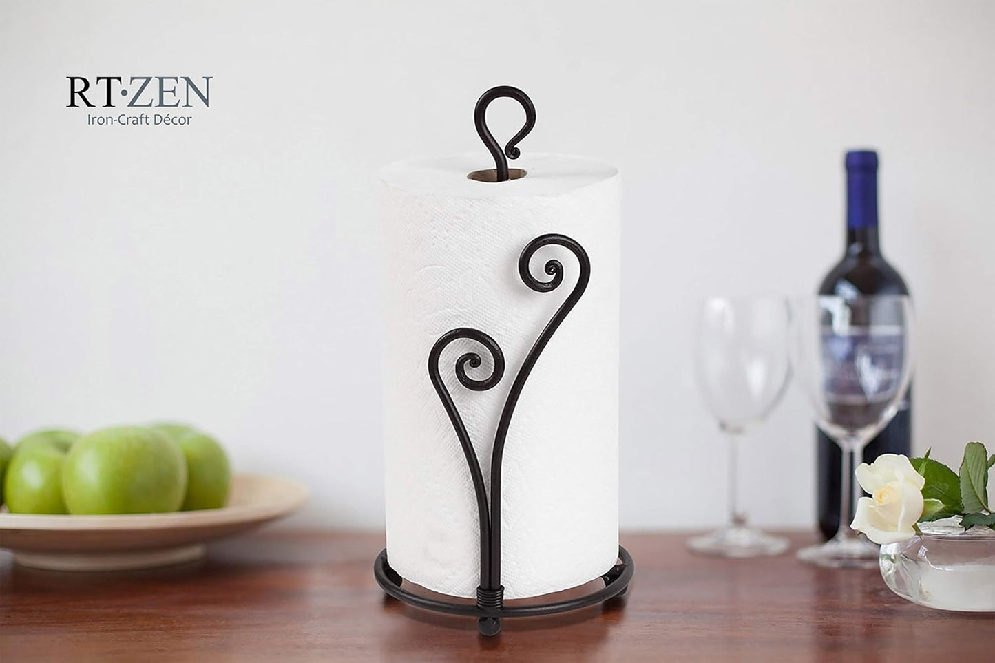 Matte Black Paper Towel Holder Countertop - Decorative Farmhouse Paper Towel Roll Holder