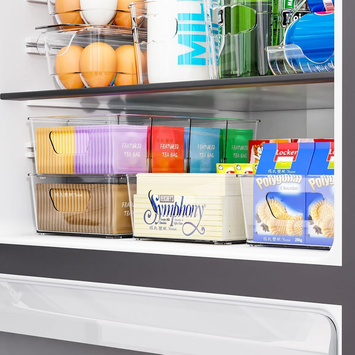 Stackable 2 Pack Snack Organizer for Pantry Shelf