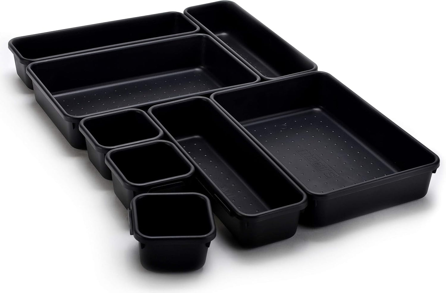 Interlocking Drawer Organizer Bins, Durable Plastic, Various Sizes for Custom Layout Design