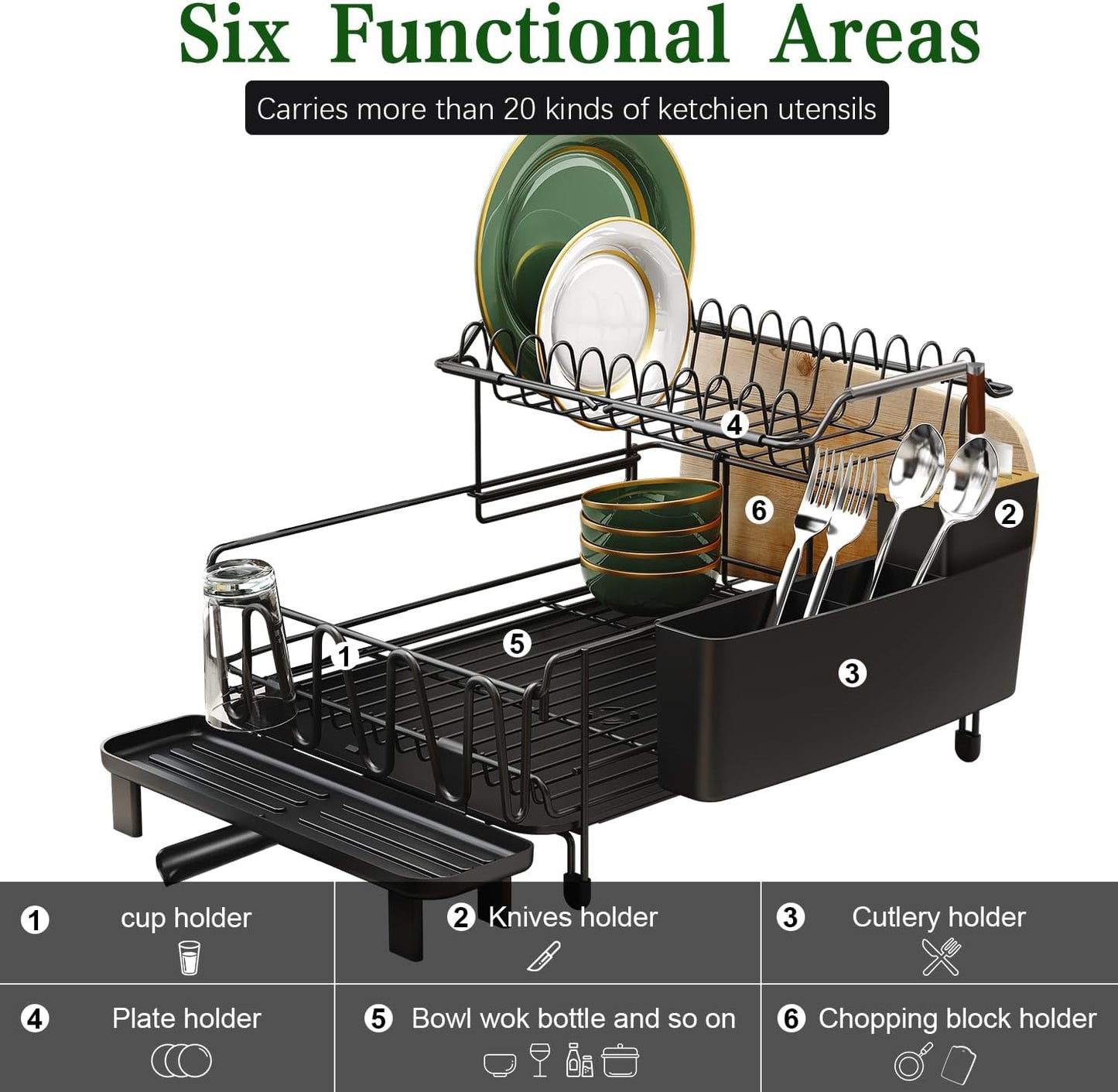 Large Dish Drying Rack with Drainboard Set