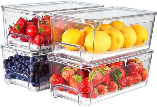 4-Pack Refrigerator Drawer Organizer Bins