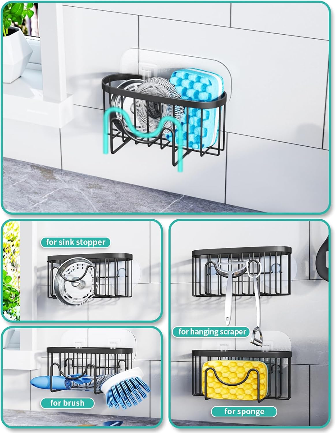 Multifunctional Sponge Holder with Unique M-Shaped