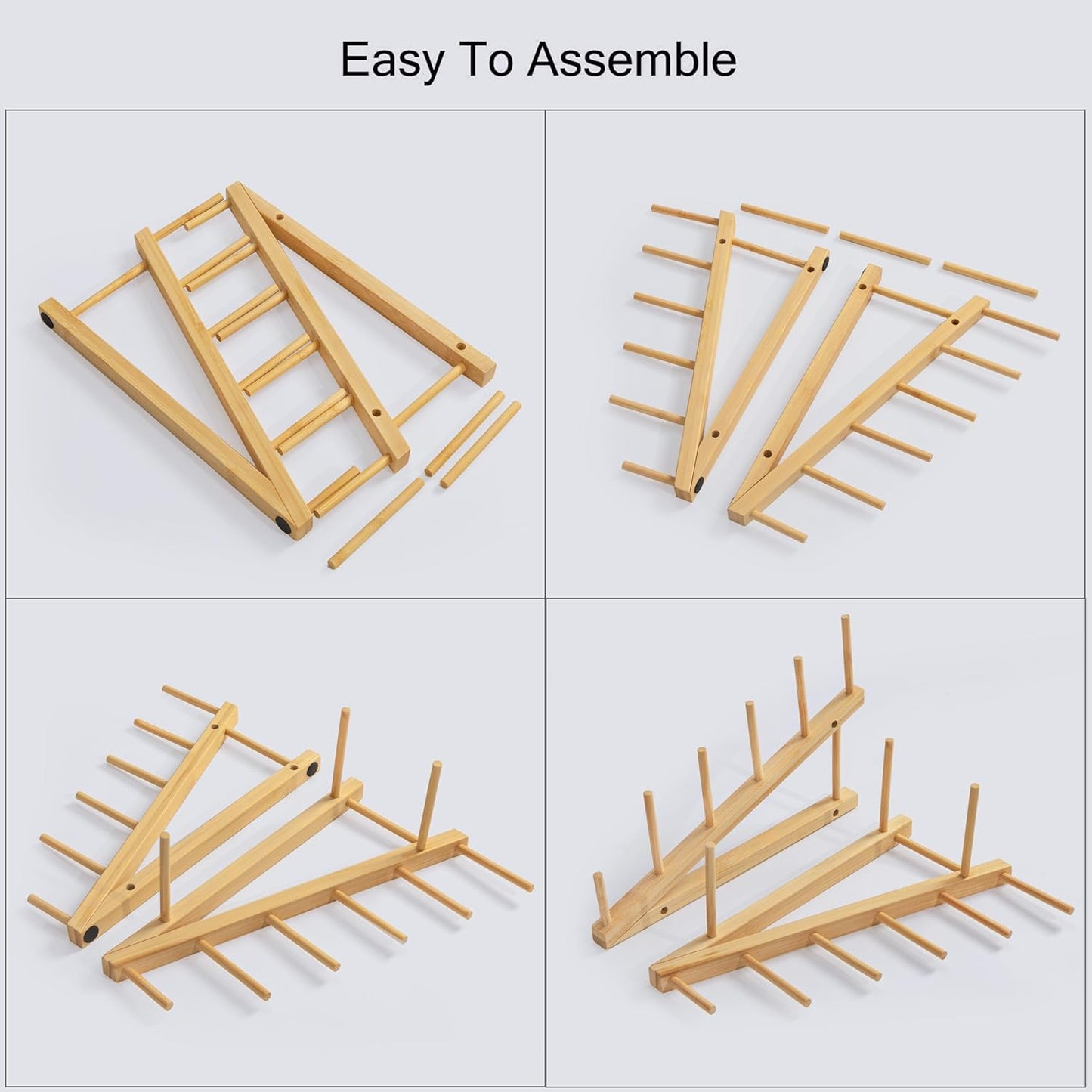 Bamboo Wooden Dish Drying Rack, 1 PCS Plate/Dish/Book/File/Bowl/Cup/Cutting Board/Pot Lid Organizer for Kitchen Counter, Office, Display Cabinet