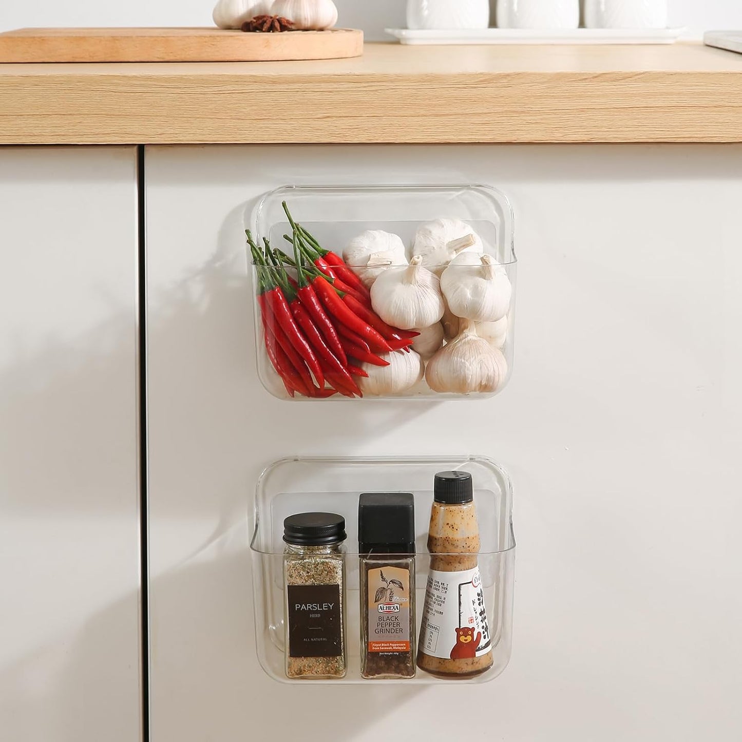 2 Pack Adhesive Cabinet Door Organizer, Compact Kitchen Under Sink Organizer