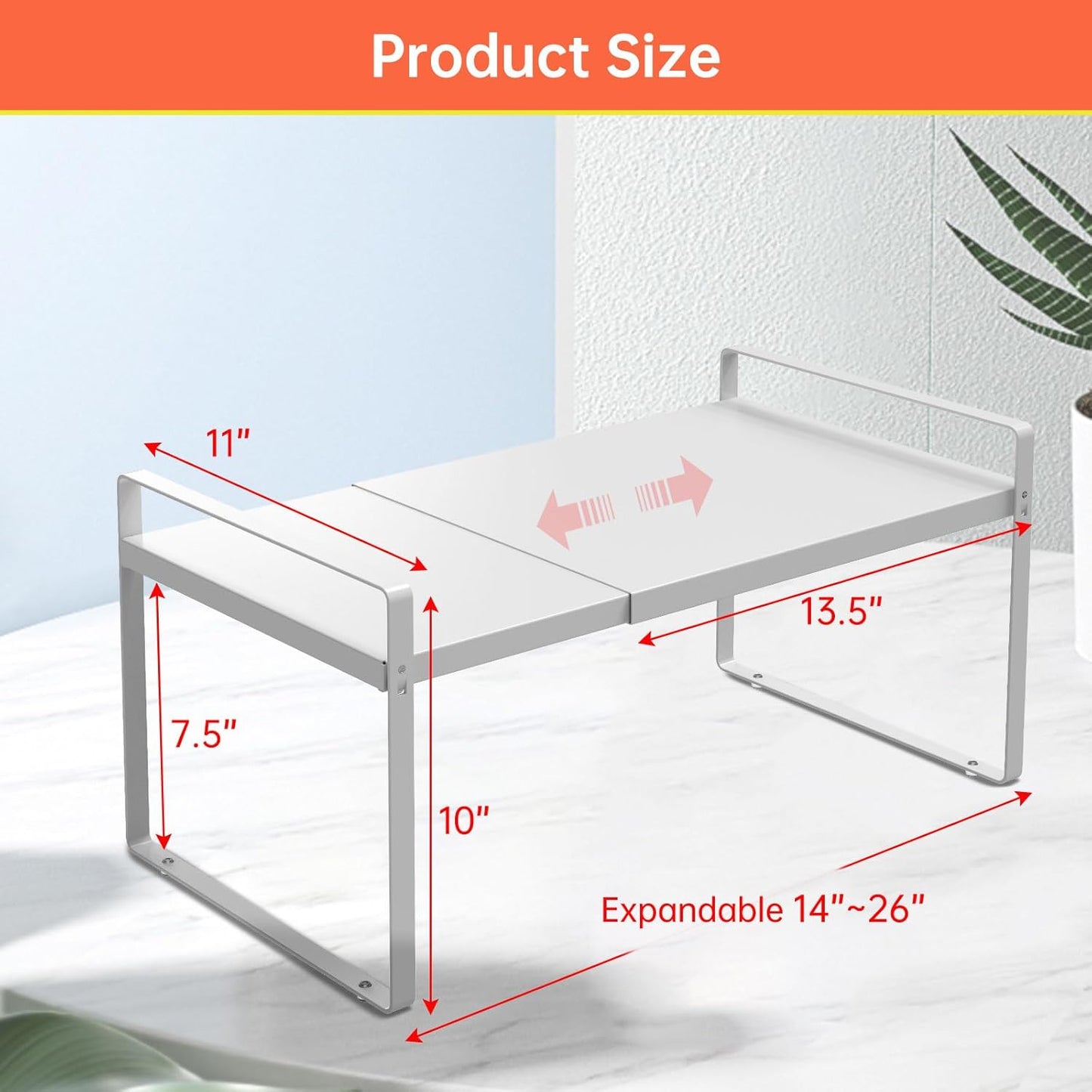 Expandable Cabinet Organizer 14"~25", Kitchen Shelf Organizer Spice Rack 11” wide