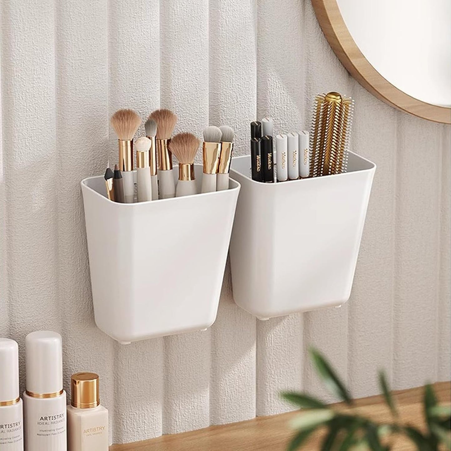 4 Pack Cabinet Door Organizer, Self Adhesive Wall Mount Storage Bins