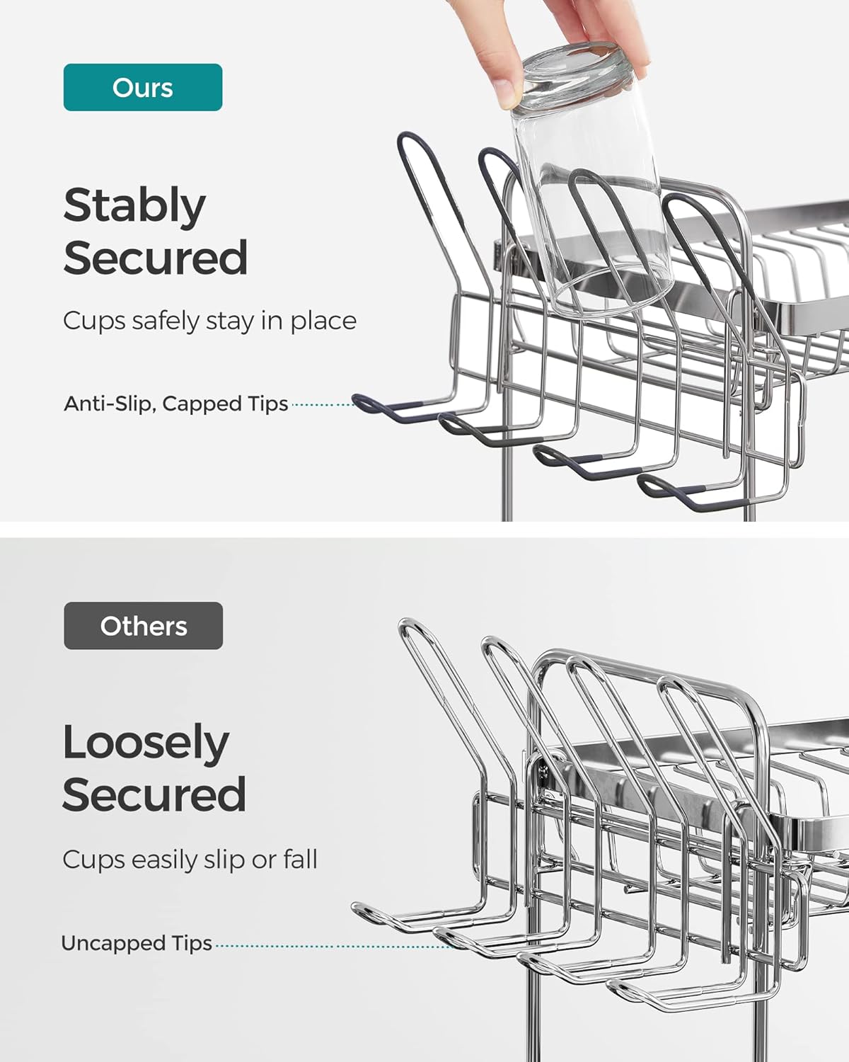 Dish Drying Rack - 2 Tier Dish Rack for Kitchen Counter with Rotatable and Extendable Drain Spout